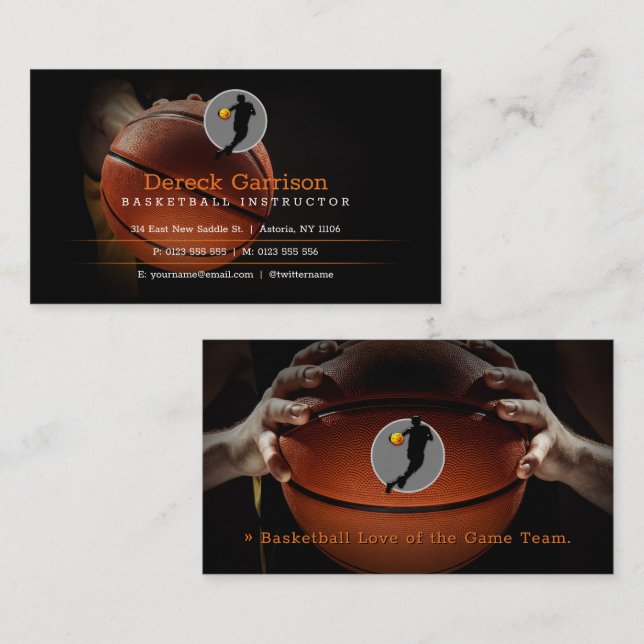 Carte De Visite Instructeur de basket-ball | Coach | Formateur (Devant / Derrière)