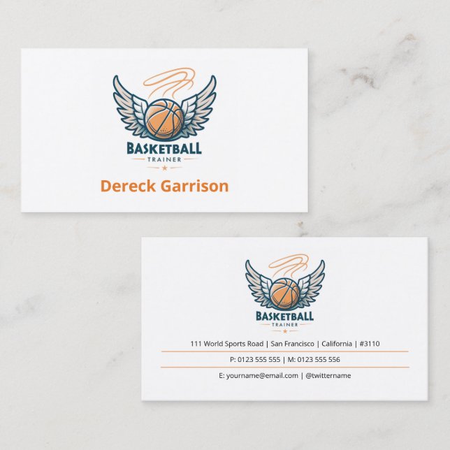 Carte De Visite Instructeur de basketball | Entraîneur | Coach (Devant / Derrière)