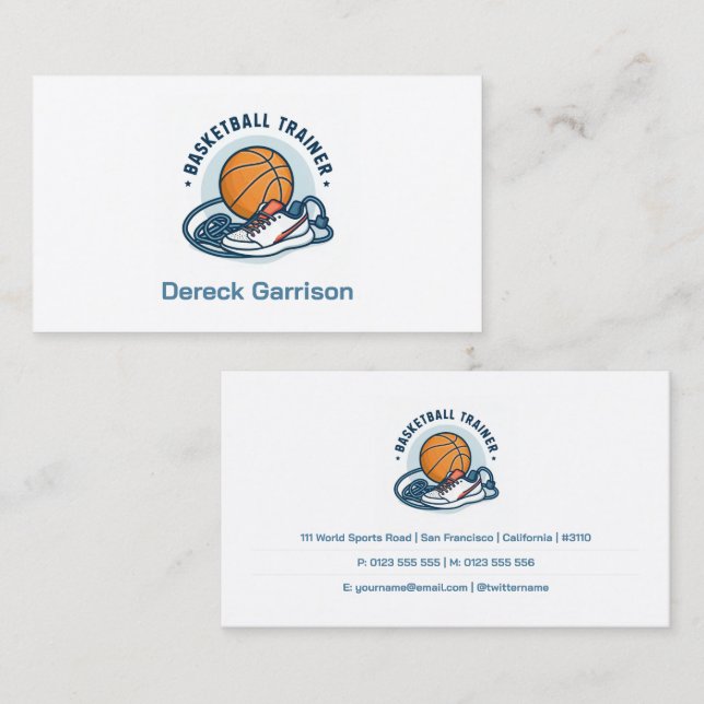 Carte De Visite Instructeur de basketball | Entraîneur | Coach (Devant / Derrière)