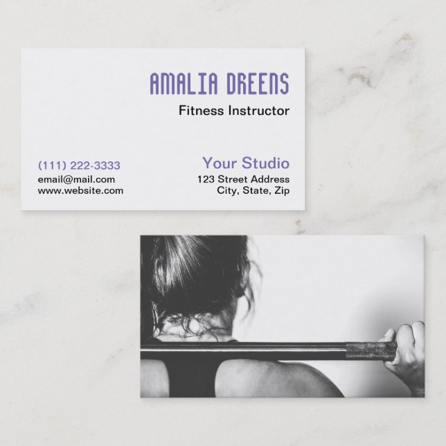 Carte De Visite Instructeur de conditionnement physique, formateur (Devant / Derrière)
