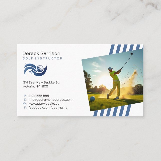 Carte De Visite Instructeur de golf | Professeur professionnel (Devant)