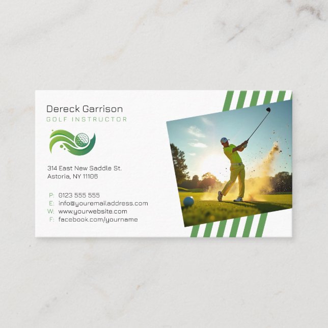 Carte De Visite Instructeur de golf | Professeur professionnel (Devant)