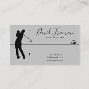 Carte De Visite Instructeur de golf Silhouette Grey simple à voil