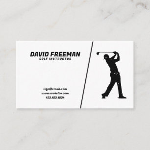 Carte De Visite Instructeur de golf simple Black and White Swing