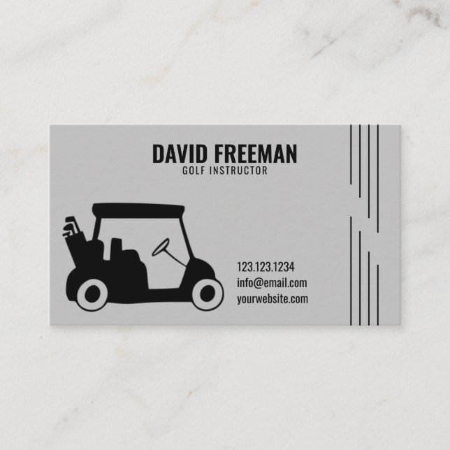 Carte De Visite Instructeur de golf Simple Cart Silhouette Grey (Devant)