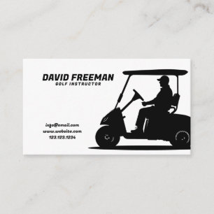 Carte De Visite Instructeur de golf Simple White and Black Cart