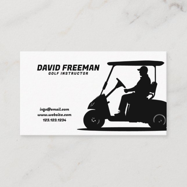Carte De Visite Instructeur de golf Simple White and Black Cart (Devant)