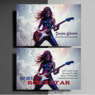 Carte De Visite Instructeur de guitare rock Star