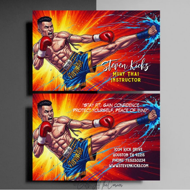 Carte De Visite Instructeur de kickboxing arts martiaux Muay Thai (Créateur téléchargé)