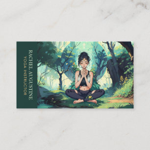 Carte De Visite Instructeur de méditation de Yoga Fitness Forêt Na