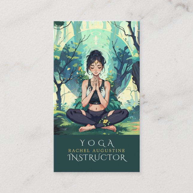 Carte De Visite Instructeur de méditation de Yoga Fitness Forêt Na (Devant)
