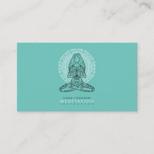Carte De Visite Instructeur de méditation Lotus Pose Mandala Green