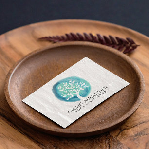 Carte De Visite Instructeur de méditation Yoga Elégant arbre Turqu