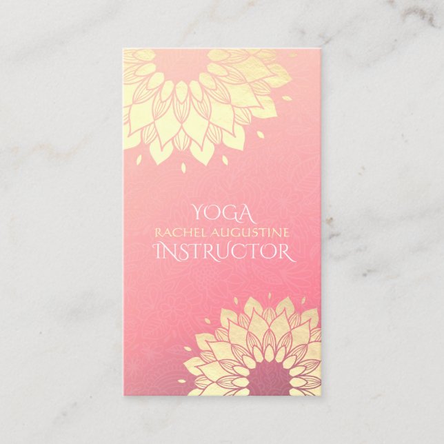 Carte De Visite Instructeur de méditation Yoga Gold Floral Mandala (Devant)