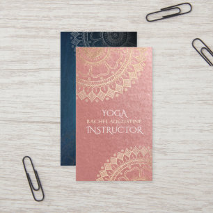 Carte De Visite Instructeur de méditation Yoga Pink Gold Foil Mand