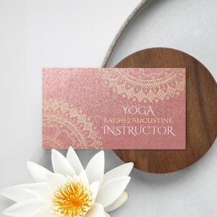 Carte De Visite Instructeur de méditation Yoga Pink Gold Foil Mand