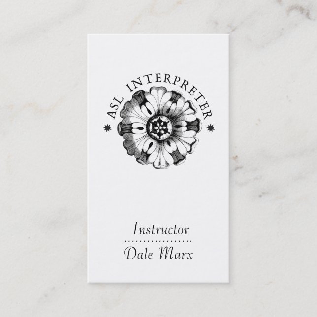 Carte De Visite Instructeur de Motif en Langue des Signes Américai (Devant)