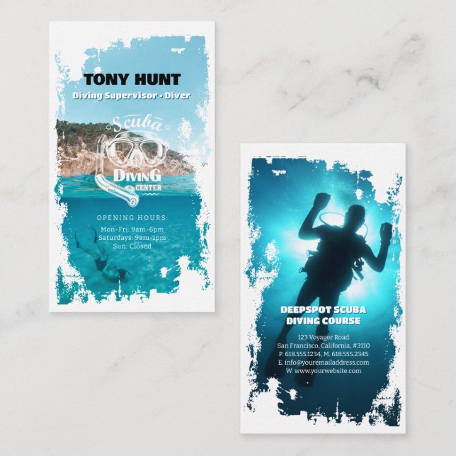 Carte De Visite Instructeur de plongée | Frogman | Sports nautique (Devant / Derrière)