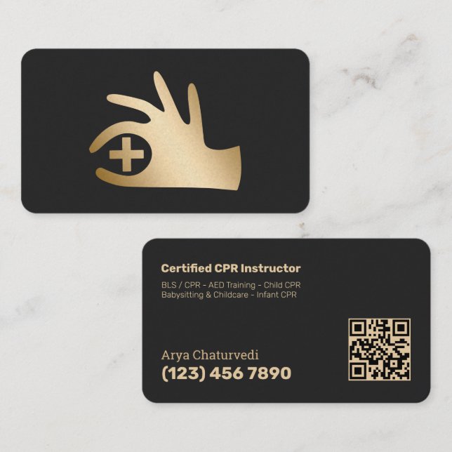 Carte De Visite Instructeur de RCR qui économise la vie QR (Devant / Derrière)