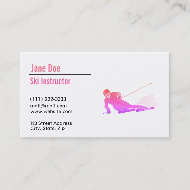 Carte de visite instructeur de ski (Devant)