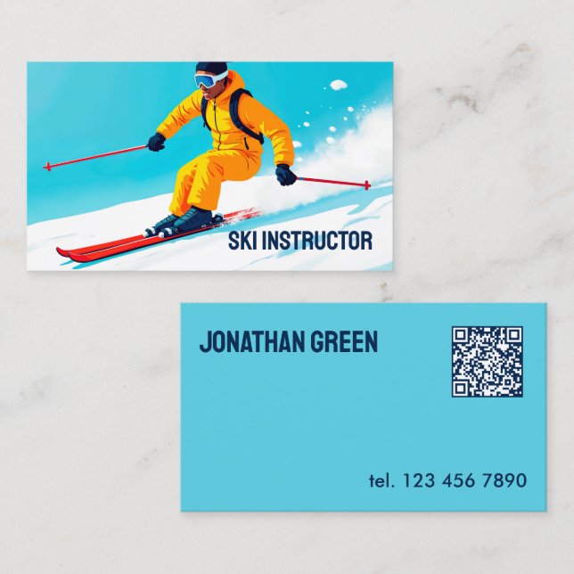 Carte De Visite Instructeur de ski QR (Devant / Derrière)