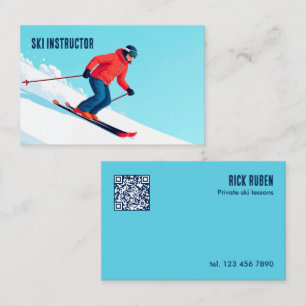 Carte De Visite Instructeur de ski QR personnalisé