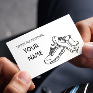 Carte De Visite Instructeur de tennis Simple Minimaliste Noir Blan