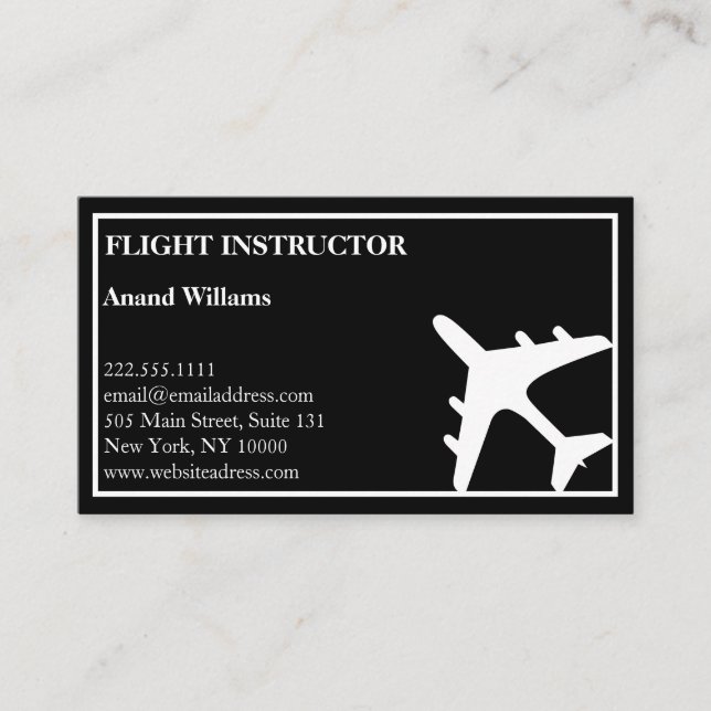 Carte De Visite Instructeur de vol d'avion à réaction moderne  (Devant)
