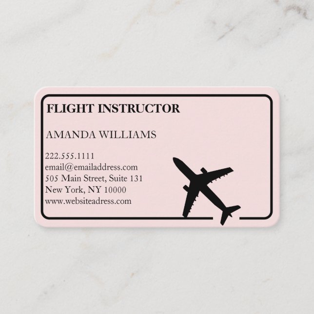 Carte De Visite Instructeur de vol d'avion à réaction moderne (Devant)