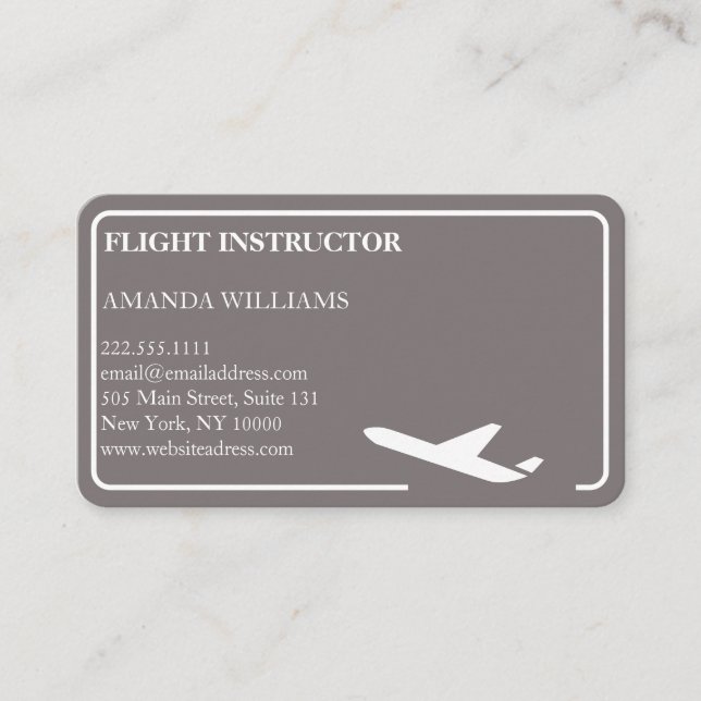 Carte De Visite Instructeur de vol d'avion à réaction moderne (Devant)
