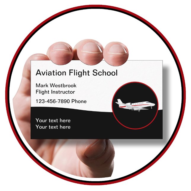 Carte De Visite Instructeur de vol sur le thème de l'aviation (flight school)