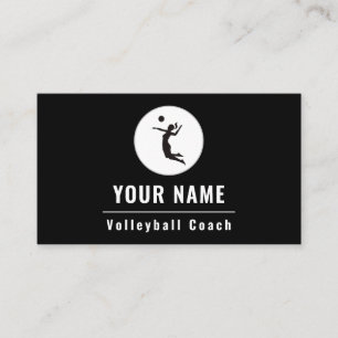 Carte De Visite Instructeur de volleyball Coach Classy Noir & Blan