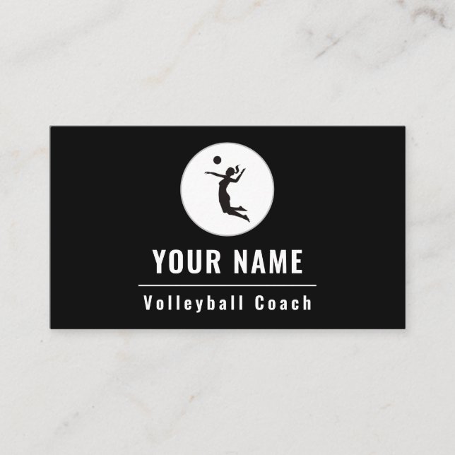 Carte De Visite Instructeur de volleyball Coach Classy Noir & Blan (Devant)