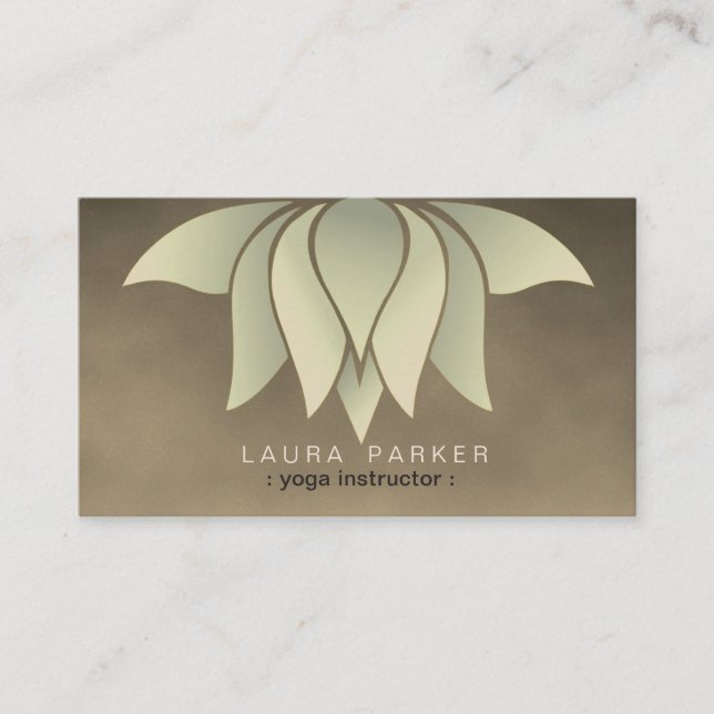 Carte De Visite Instructeur de Yoga à fleurs Lotus Méditation d'or (Devant)