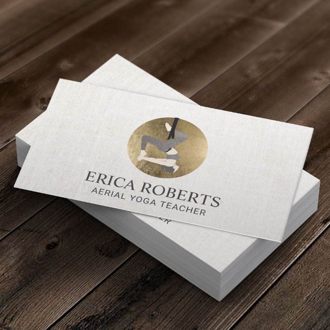 Carte De Visite Instructeur de Yoga aérien Pilates Gold Circle (Créateur téléchargé)