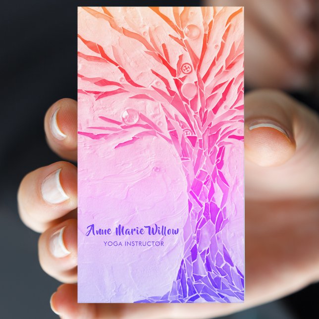 Carte De Visite Instructeur de Yoga Arc-en-ciel rose (Créateur téléchargé)