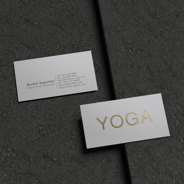 Carte De Visite Instructeur de Yoga au minimum blanc et or (Créateur téléchargé)