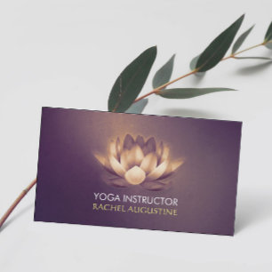 Carte De Visite Instructeur de Yoga Chic Luminant Lotus & Purple G