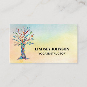 Carte De Visite Instructeur de Yoga d'aquarelle de l'arbre de vie