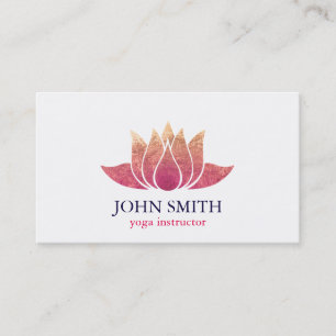 Carte De Visite Instructeur de Yoga de Lotus d'or blanc minimalist