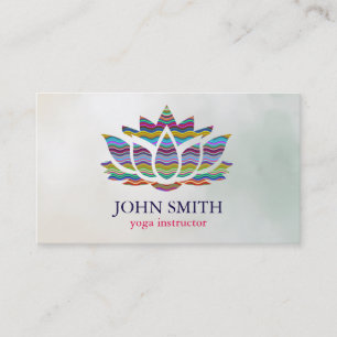 Carte De Visite Instructeur de Yoga de Lotus d'or blanc minimalist