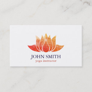 Carte De Visite Instructeur de Yoga de Lotus d'or blanc minimalist