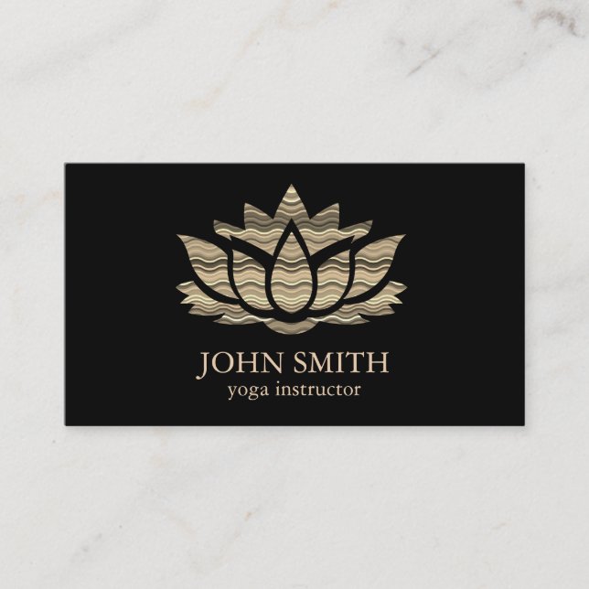 Carte De Visite Instructeur de Yoga de Lotus d'or blanc minimalist (Devant)