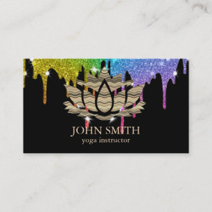Carte De Visite Instructeur de Yoga de Lotus d'or blanc minimalist