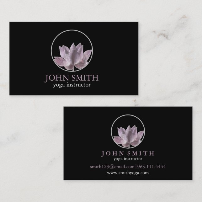 Carte De Visite Instructeur de Yoga de Lotus d'or blanc minimalist (Devant / Derrière)