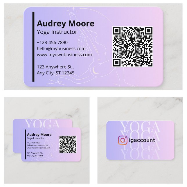 Carte De Visite Instructeur de Yoga de marque personnelle (Personal Brand Yoga Instructor Business Card
)