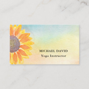 Carte De Visite Instructeur de Yoga de tournesol d'aquarelle
