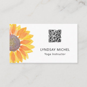 Carte De Visite Instructeur de Yoga de tournesol QR Code