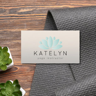 Carte De Visite Instructeur de Yoga d'Icône Lotus Bleu Élégant