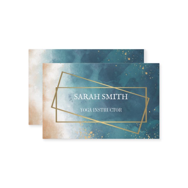 Carte De Visite Instructeur de Yoga d'or simple et élégant (Devant/Arrière en situation)